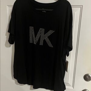 Michael Kors Black Tee with Studded MK Design